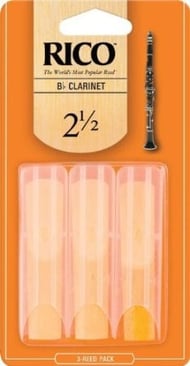 Rico B Flat Clarinet Reeds #2.5 Pack of 3 reeds
